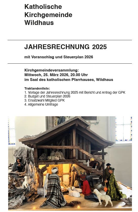 Jahresrechnung Kath. Kirchgemeinde Wildhaus 2025